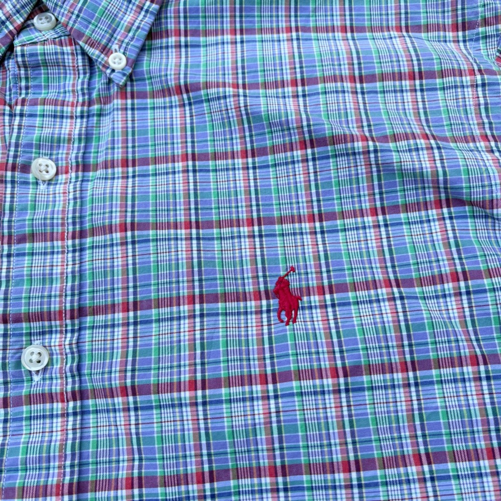 Polo Ralph Lauren Mens Large Plaid Button Down Shirt Multi Color Pony Logo L - Picture 4 of 8